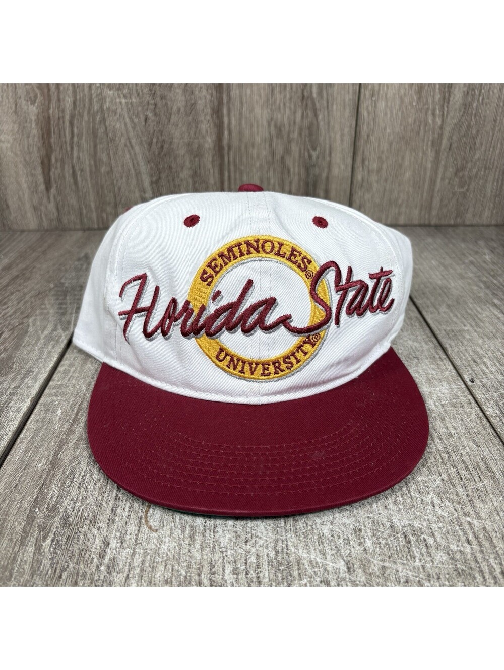 VTG FSU Florida State Seminoles The Game Script Snapback Hat Cap Stains Issues